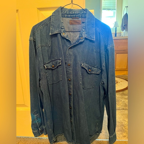 Faded glory vintage denim snap button long sleeve - Picture 1 of 8